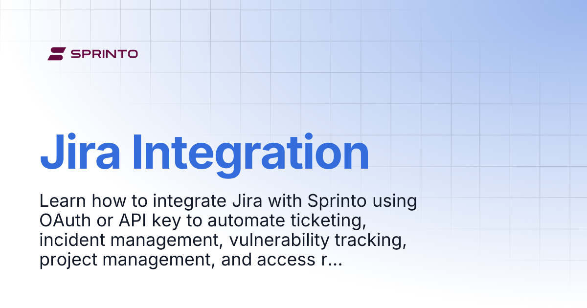 Jira Integration | Sprinto Docs