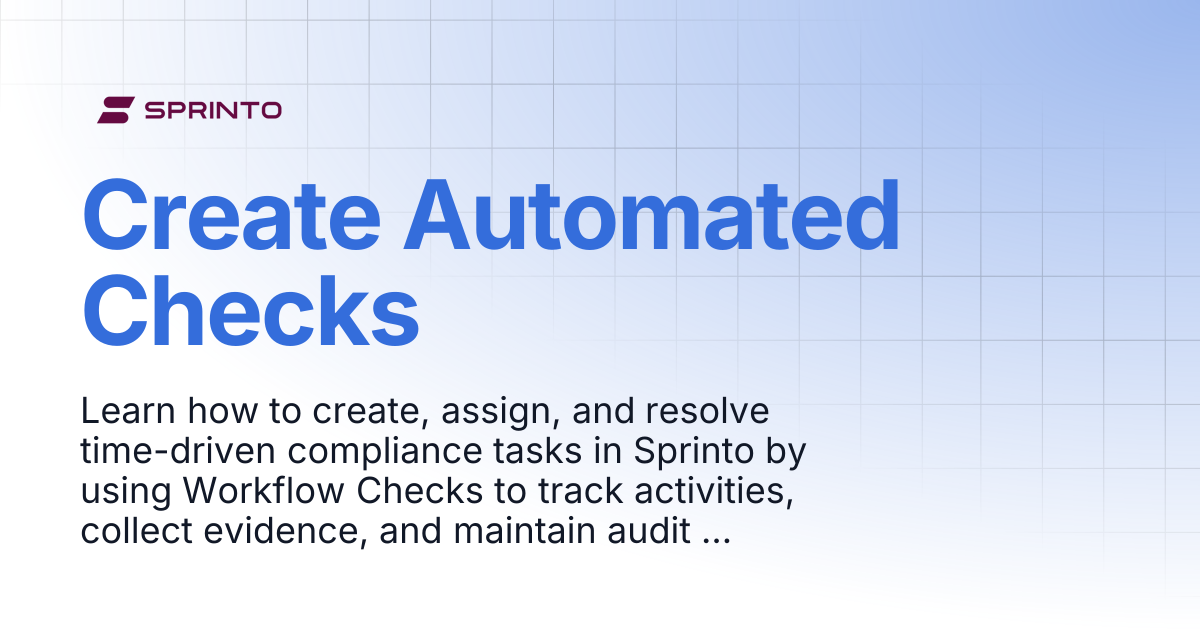 Create Automated Checks | Sprinto Docs