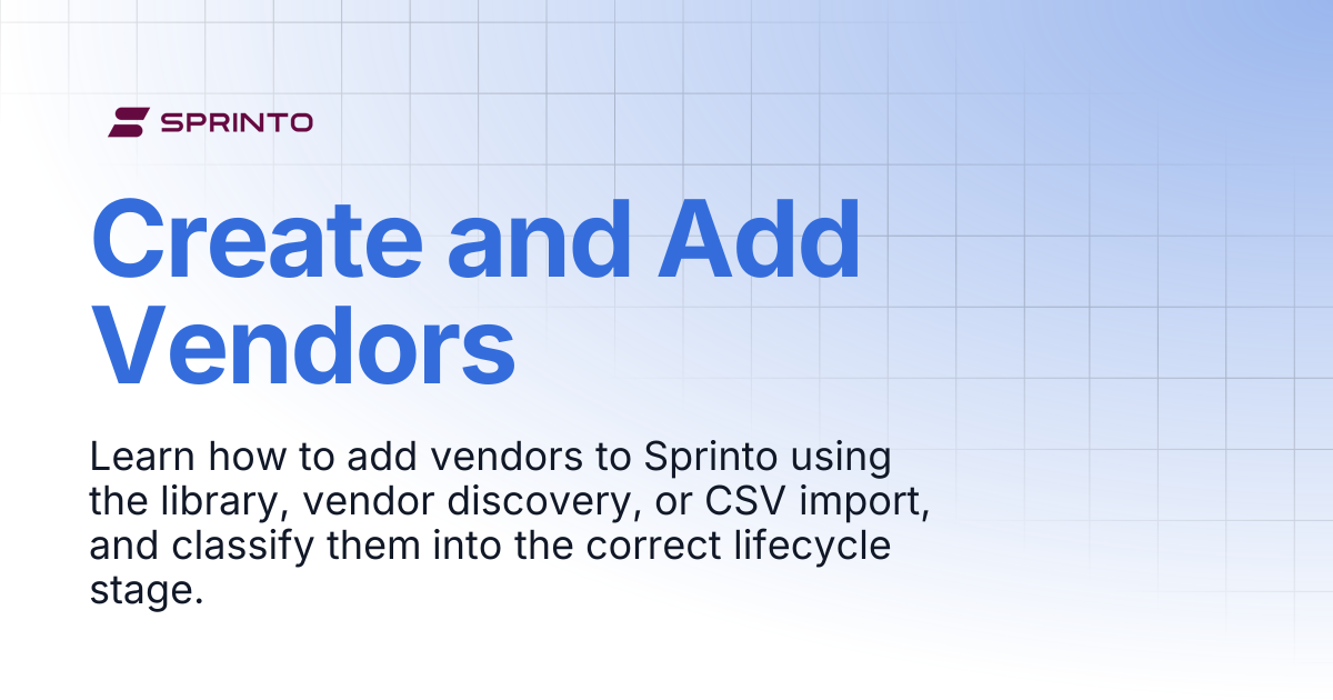Create and Add Vendors | Sprinto Docs