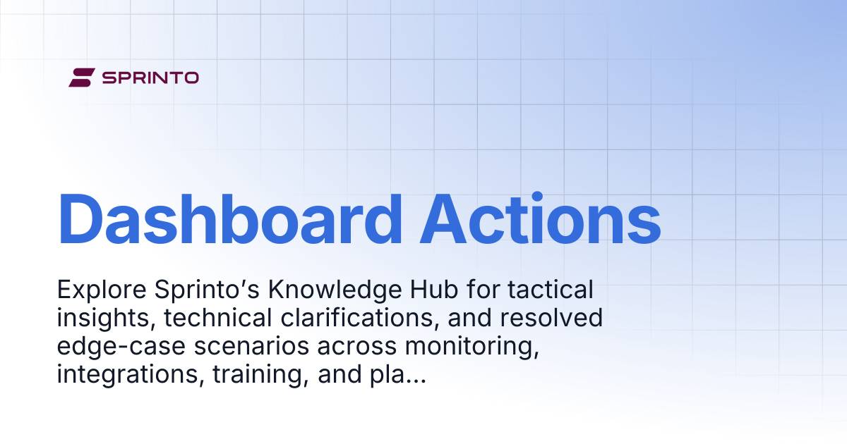Dashboard Actions | Sprinto Docs
